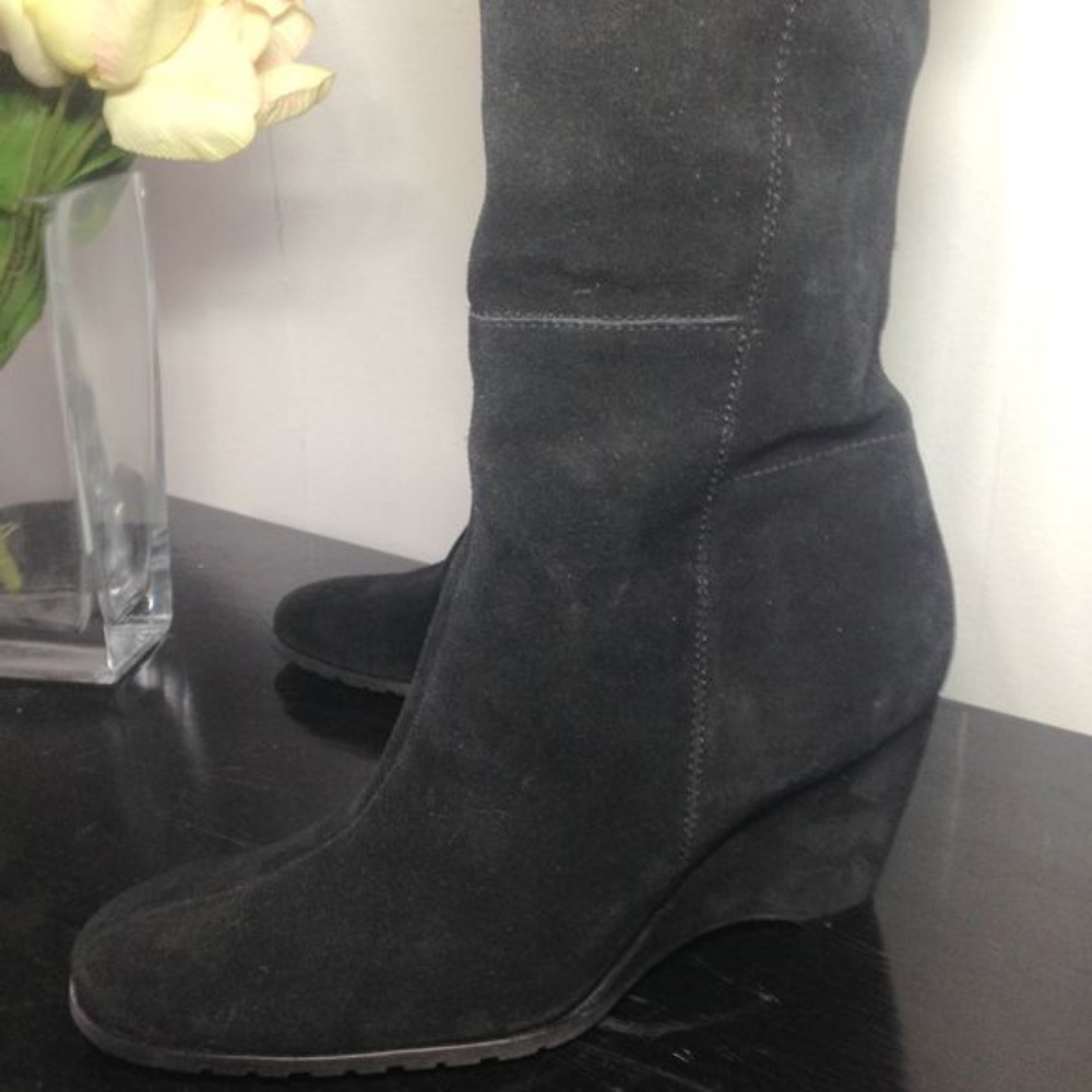 FRANCO SARTO 9.5 wedge heel suede knee high boots